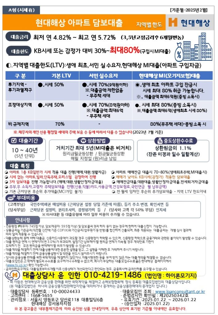 현대해상 아파트대출
현대해상 주택담보대출
현대해상 사업자대출
현대해상 오피스텔대출
오피스텔담보대출